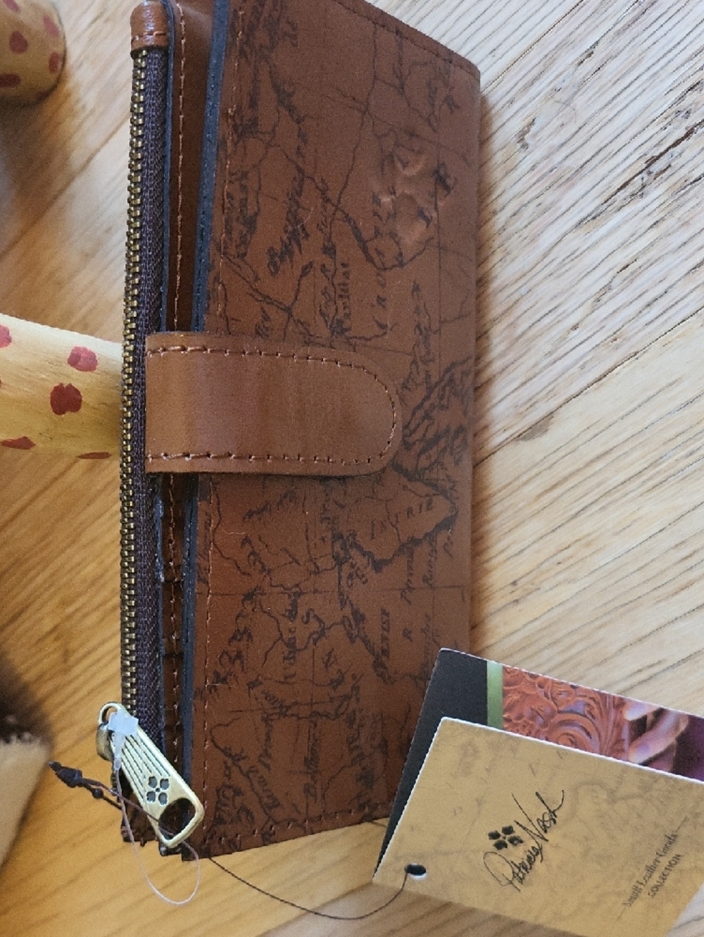 Patricia Nash Brown Map-Print Leather Wallet - Picture 2 of 16